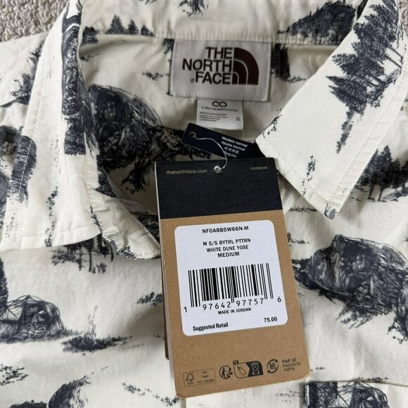 The North Face Baytrail Pattern Short Sleeve Shirt Beige Gray Men's Size Medium - Picture 3 of 7